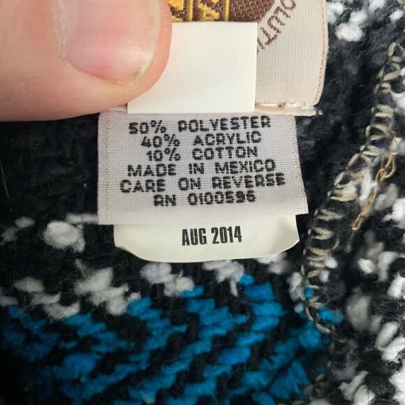 Earth Ragz Hoodie Mens Medium Drug Rug Colorful Baja Surf Pullover Boho Knit - Picture 4 of 6